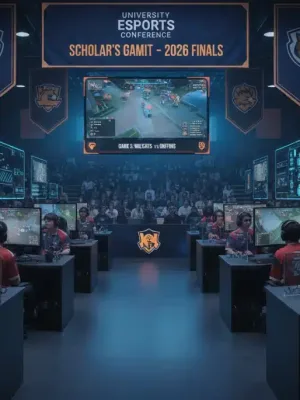 Esports athletes competing in a collegiate arena, highlighting the growth of Esports Scholarships in 2026.