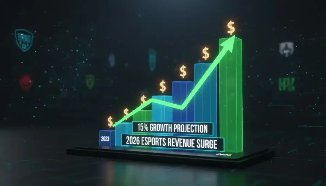 Growing esports revenue chart indicating 15% surge