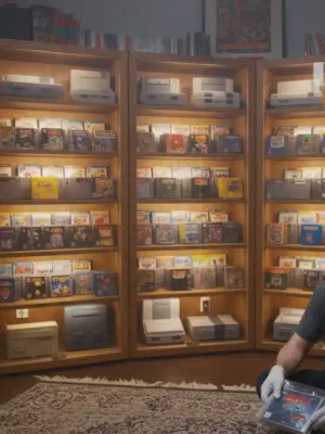 Organized retro game collection with protective cases, showcasing preservation efforts.