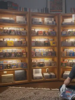 Organized retro game collection with protective cases, showcasing preservation efforts.