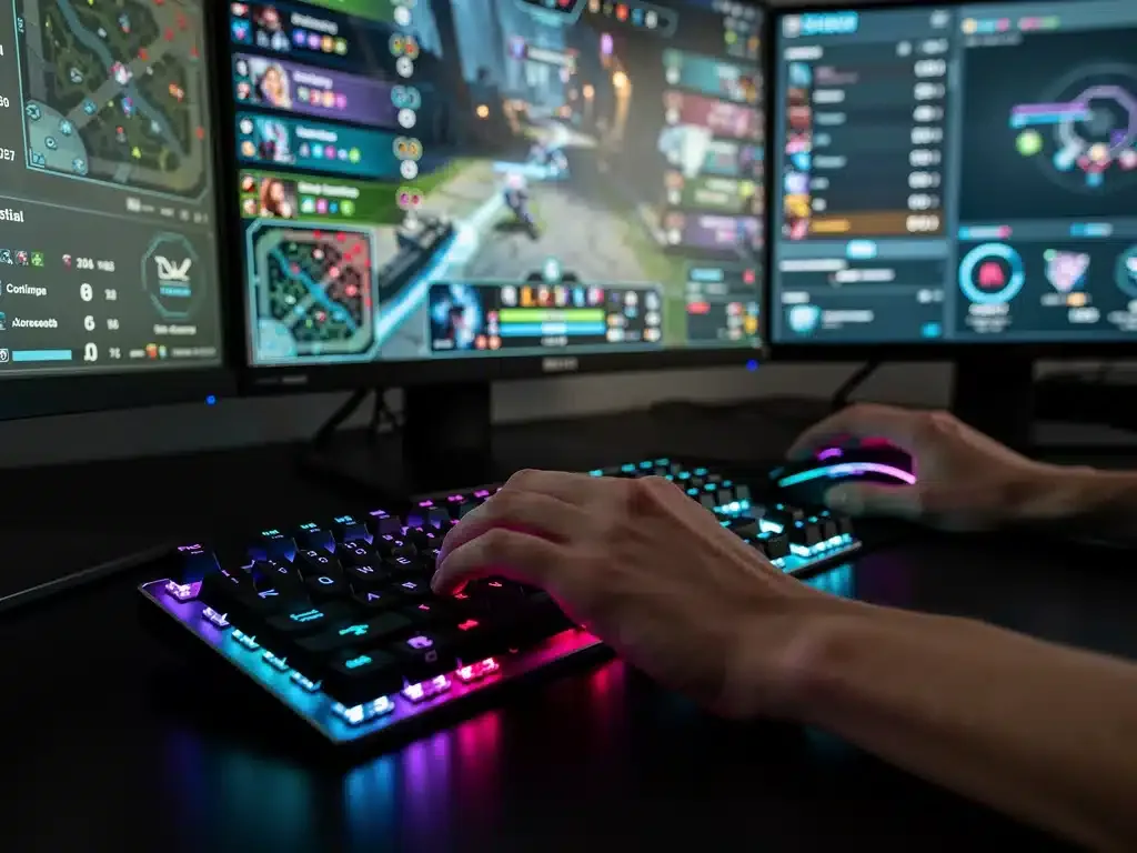 Gamer's hands on keyboard and mouse, preparing for competitive play at the 2026 National E-Sports Championship.