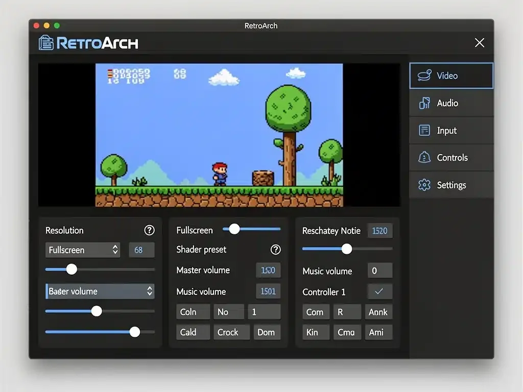 RetroArch emulator interface displaying a Super Nintendo game with settings.