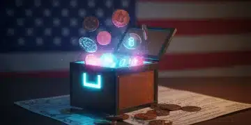 Stylized loot box opening with virtual items and legal documents, symbolizing new federal guidelines.