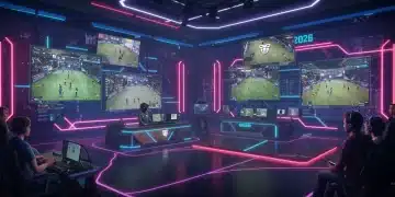 Futuristic esports broadcast studio showcasing 2026 innovations