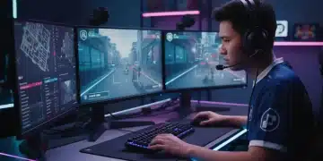 Esports pro intensely focused on gaming setup, optimizing training
